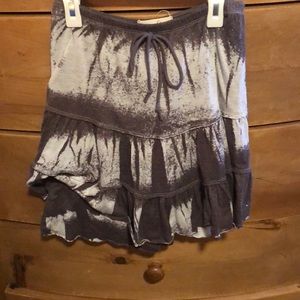 Solemio brown and white tie dye ruffle tier skirt